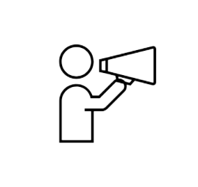 a graphic design image of a person holding a megaphone
